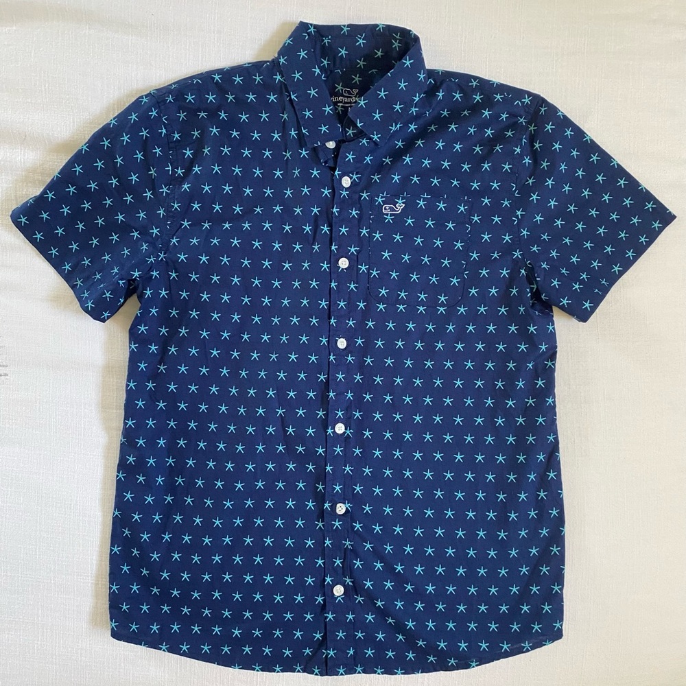 Boy’s Vineyard Vines Cotton Short Sleeve Starfish Shirt